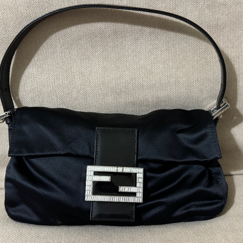 Fendi Satin Crystal Baguette